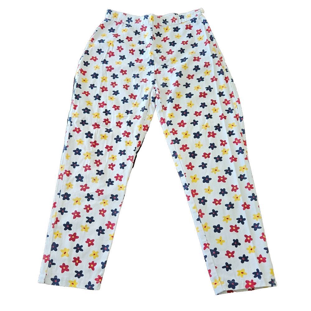 Made in Heaven Vintage 90's Retro Floral High Rise‎ Ankle Crop Pants Sz 24
